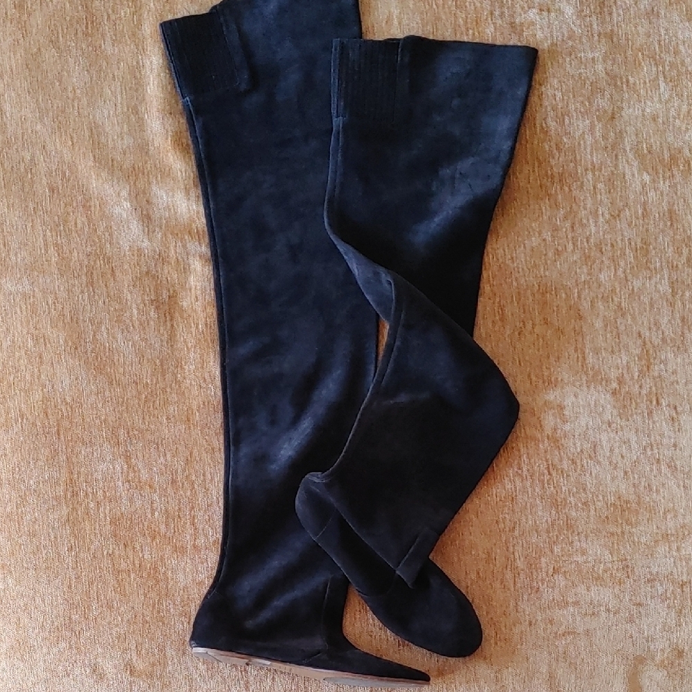 Isabel Marant Over the Knee Boots Luxurious Black Suede Size 41